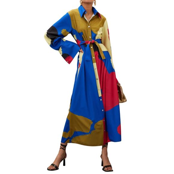 Thebe Magugu Baartmaan Longline Shirt Dress in Multi, Size S - Picture 2 of 8